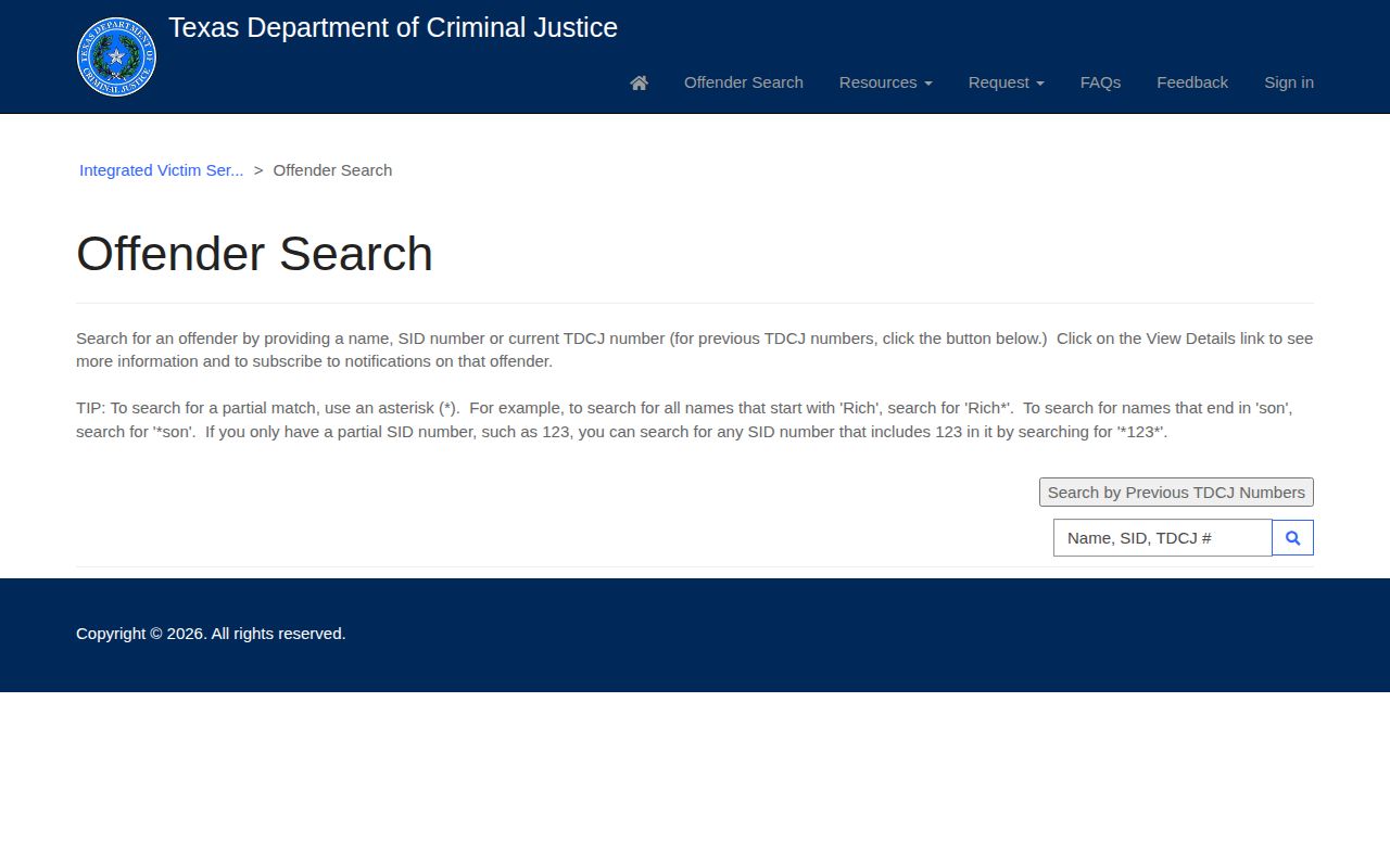 Winkler County later state-custody record search through TDCJ